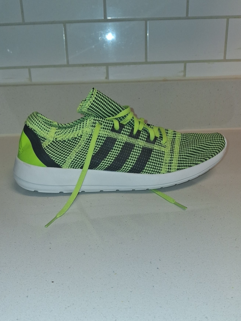 adidas Neon Green and Black Knit Men's Sneakers. Size 11.5